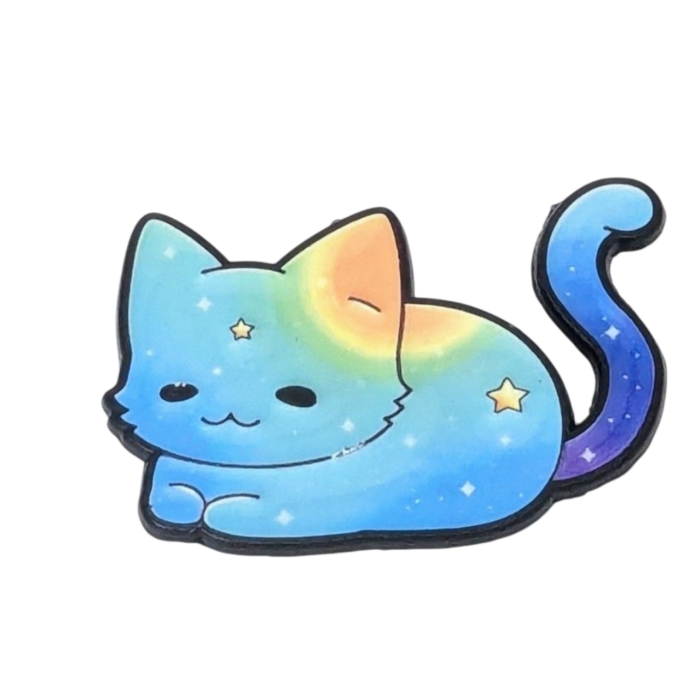 Cosmic Kitty Pin 😻 Blue & Yellow Sleeping Cat
